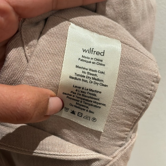 Aritzia Wilfred Linen Plunge Neck Cross Back Crop Top - Picture 2 of 5